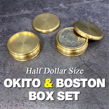  Okito & Boston Cutie Set (Jumătate de Dolar) Dimensiunea Trucuri de Magie Magician Aproape Iluzie Pusti prop Mentalism Monedă Pătrunde Dispărea