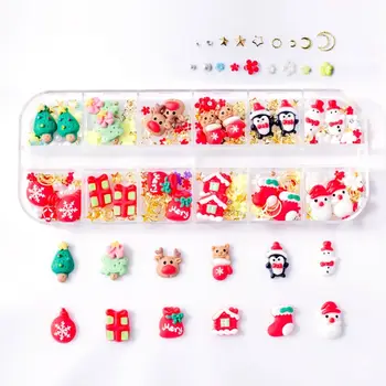  Ornamente de unghii Manichiura Accesoriu 3D Nail Art Decor de Unghii Farmec Rivet Set de Crăciun de Unghii Farmec Unghii Strasuri