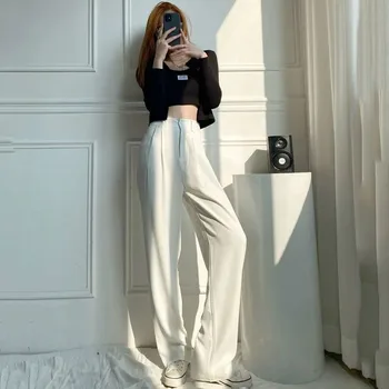  Pantaloni Casual Femei Solide de Modă de Talie Mare Stil coreean Toate-meci de zi cu Zi Simplu Feminin Streetwear Primavara Toamna Pantaloni Ins Confortabil