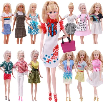 Papusa Haine+Geantă de mână de Moda Casual Fete Rochie Fusta Papusa Accesorii Pentru Fete Barbie Haine,Jucării DIY Femeie Copil Rochie
