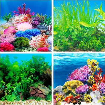  Peisaj acvariu Poster Autocolant Rezervor de Pește de Fundal 3D Pictura Autocolant față-verso Ocean Mare de Plante Decor Acvariu Decor