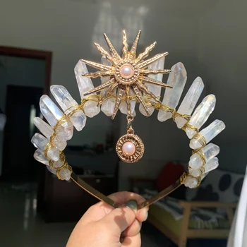  Prime coroana de cristal zeița soarelui cristal Diademe bijuterii accesorii de par soarele bentita recuzită fotografie rochie de petrecere, cadouri