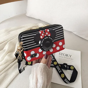  Printesa Disney Minnie pu sac de aparat de fotografiat curea de umăr geanta diagonala fata umăr geanta messenger fata Mickey mouse geantă de mână