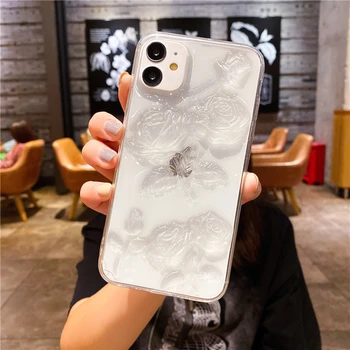  Qianliyao Drăguț 3D Rose Telefon Caz Pentru iPhone 13 12 11 Pro XS Max XR X 8 7 Plus Se 2020 12mini Transparent Moale rezistent la Socuri Acoperirea