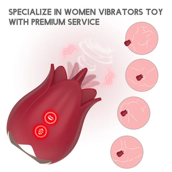  Rose Vibratoare cu Limba Lins Vibratoare Femei punctul G Stimularea Mamelonului Reîncărcabilă Vibratorul Clitoridian Stimularea Jucărie Sexuală
