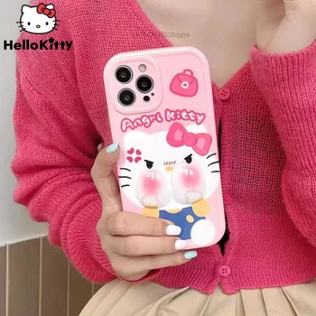  Sanrio Hello Kitty 3D Pinch Drăguț Cazul Iphone 11 12 13 14 Plus Pro Max Shoft la Șocuri Coajă de Protecție Kawaii Estetic Capacul