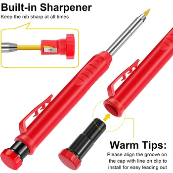 Solid Tâmplar Creion cu Refill Conduce și-a Construit în Ascuțitoare pentru Adâncime Gaură Creion Mecanic Marker Marcarea Unelte pentru prelucrarea Lemnului