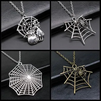  Spider Web Pandantiv Colier Pentru Femei Barbati Colier Cu Lanț Lung Creative De Halloween, Cadou De Petrecere, Accesorii Bijuterii