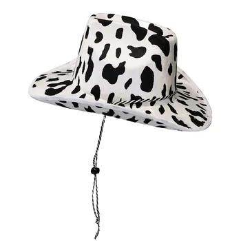  Stil occidental Pălărie de Cowboy Lapte de Vaca Model de Moda pentru Femei Partid Cap Deformat Margine Largă Cordon Decor Tiara Pălărie Cowgirl