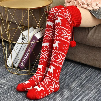  Toamna Primavara pentru Femei Șosete de Crăciun Ciorapi Tricotate Mare Peste Genunchi Șosete Doamna calduros, Confortabil Gros Șosete Lungi
