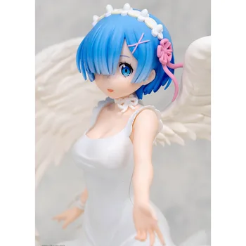  Veritabil Înger Rem Figura Anime RE: Zero-Incepand de Viață într-o Altă Lume Drăguț Alb-Negru și Aripi de Înger Model 22CM PVC Jucarii Papusa