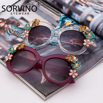  Vintage Supradimensionate Floare de Diamant ochelari de Soare pentru Femei Brand de Lux de Designer ' 80 Retro Ochi de Pisică Stras Shades Ochelari de Soare Femei