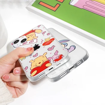  Winnie The Pooh Caz Clar de Telefon Pentru iPhone 11 13 12 Mini-14 Pro SE 2020 2022 X XR XS Max 7 8 6 6S Plus de Desene animate Drăguț Mat Coque