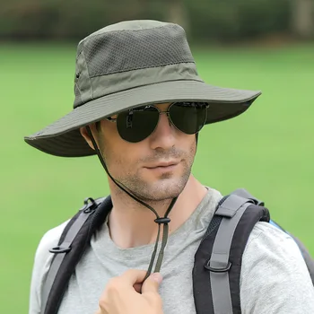  În aer liber, Protectie UV Palarie de Soare Pentru Barbati Femei ochiurilor de Plasă Respirabil Găleată Pălării de Vară de sex Masculin Margine Largă Drumeții, Pescuit Pălărie Panama Capace