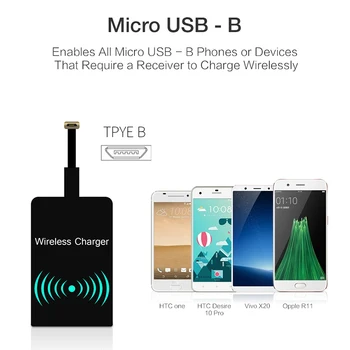  Încărcător Wireless Receptor Qi Inducție Adaptor de Încărcare Pentru iphone 7 6 6S 5 Samsung huawei Micro USB TypeC QI Pad Conector dock