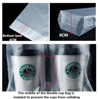  100buc Ambalaje din Plastic Sac Alb Transparent Ambalare Cafea Tote Bag Singur Dublu Cana de Lapte Băuturi Ceai Pungi Consumabile Partid