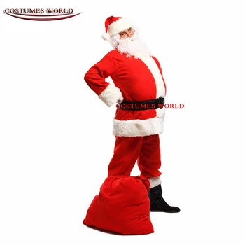  2021 Adult Costum De Moș Crăciun Costum De Pluș Tatăl Haine De Lux De Crăciun Cosplay Elemente De Recuzită Pentru Bărbați Haina Pantaloni Barba Centura Pălărie De Crăciun Set