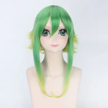  40CM Vocaloid Megpoid Gumi Peruca Cosplay Verde de Aur Ombre Scurt Stratificat Pufos Rezistente la Căldură Peruca de Păr