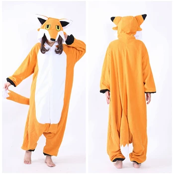  Animale de desene animate MR Fox Pijama Polar fleece Anime Petrecerea de Halloween Cosplay Costum Adult Femei Bărbați Onesie Pijamale Pijamale de Iarna