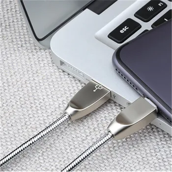 Cablu USB de Încărcare Rapidă de telefoane Mobile Cabluri de 1M Cu Tub Moale Nu Înnodate USB-C de Sârmă de Metal Pentru Samsung Argint Aur