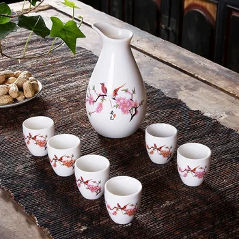  China Ceramice Vin Set Cadou Cutie Pahar de Vin Alb 1 Oală și 6 Pahare Cani Cadou Promoțional Ceramic Eco-Friendly Bar Seturi