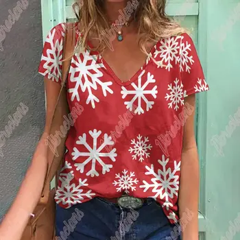  De crăciun Fulg de nea 3D Imprimate de Vacanță Tricouri Femei S-5xl Moda Amuzant Topuri Drăguț de Crăciun T Shirt pentru Femei