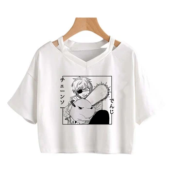  Drujba Om Manga Japoneză Tricou Femei Pochita Makima Kawaii Vara Topuri de Cultură Desene animate Grafic T-shirt Anime Y2K Tricou Femeie
