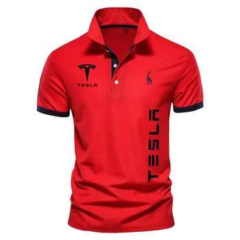  Dungi Tricou Polo Barbati Rever T-Shirt Tesla masina logo-ul de imprimare de Vară Sytago.ro Vânzare Fierbinte Men ' s Cămașă de Înaltă Calitate, cu Maneci Scurte