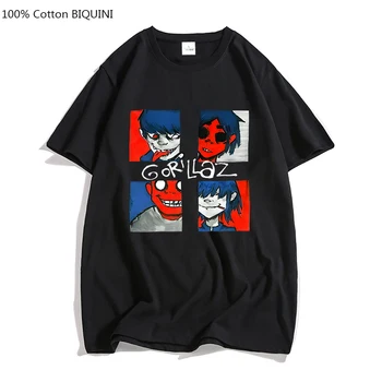  Gorillaz Muzica Rock Band Tricou Grafic de Imprimare de sex Masculin/de sex Feminin de Desene animate T-shirt, Tricouri Harajuku Mens T Shirt Moda Unisex Topuri de Bumbac