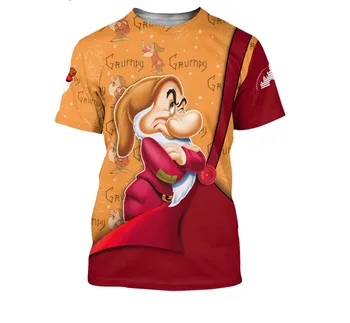  Grumpy Pitic Roșu Butonul de Modele de Salopete de Desene animate Disney 3D T-Shirt