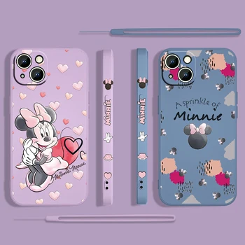  Iubesc pe Mickey Minnie Disney Telefon Caz Pentru Apple iPhone 14 13 12 Mini 11 Pro XS MAX XR X 8 7 6S Plus Lichid Stânga Frânghie Moale Fundas