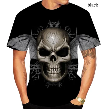  Moda pentru bărbați Craniu Imprimate 3D Tricou Maneca Scurta O-Gât Amuzant cu mânecă Scurtă T-shirt