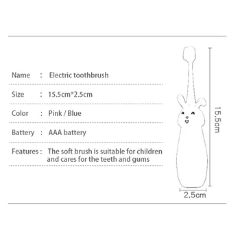  Noul Smart Periuta De Dinti Electrica De Uz Casnic Copii De Rotație Drăguț Bunny Desene Animate Copii Portabil Sonic Non-Alunecare De Blana Moale Periuta De Dinti