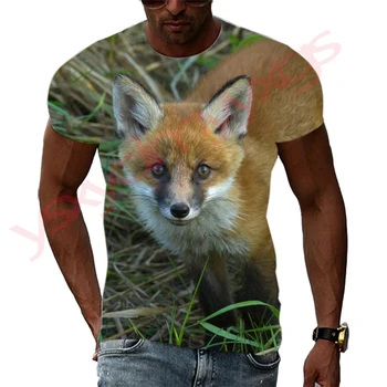  Noul Trend Abstract Animal Vulpe Grafic Bărbați T-Shirt Interesant de Imprimare 3D Hip Hop Personalitate Gât Rotund Teuri Maneci Scurte Topuri