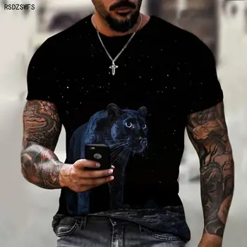 Personalitate Arta 3D Imprimarea tridimensională Animal Print T-shirt Barbati Casual Moda Respirabil cu Maneci Scurte T-shirt
