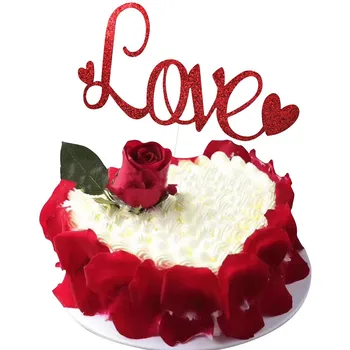  Roșu Tort de Dragoste Steaguri Valentine ' s Day Cake Topper Dragoste Inima Aniversare de Nunta Petrecere de Copt Tort Decor DIY