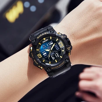  SAMEL Sport Stil Bărbați Ceas Digital Șoc Ceasuri Militare Dual Display rezistent la apa Armată Timp de Cuarț Ceas de mână de sex Masculin Sportive, Ceas