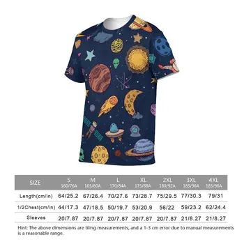  Spațiu Planeta Tipărite Tricou Maneca Scurta de Moda Gât Rotund Unisex Trend Vara Hip Hop T-shirt