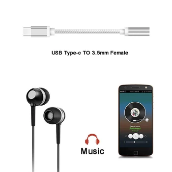  Tip C Pentru Jack de 3,5 mm pentru Căști Audio Adaptor Aux Cablu Usb C de sex Masculin La 3,5 Feminin Convertor Incarcator Cablu Pentru Huawei Samsung TZ-002