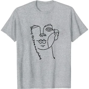  Unisex Umor Sarcastic Tricou Văzând că nu Este Cu Totul Graphic T-shirt Abstract Amuzant Linie Trasată cu Fața de Imprimare Tricouri Topuri
