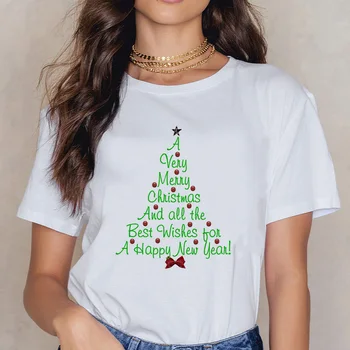  ZOGANKIN Crăciun Fericit Tricou pentru Femei/Bărbați Desene animate Moș Crăciun, Reni, Pom de Imprimare T-Shirt Harajuku Unisex Maneca Scurta, Topuri